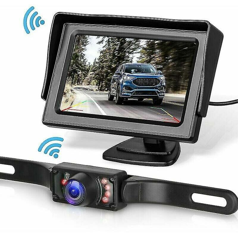 foto del prodotto snq kit sistema telecamera di retromarcia wireless per auto camion furgone pickup camper sistema di retromarcia con monitor da 4,3 