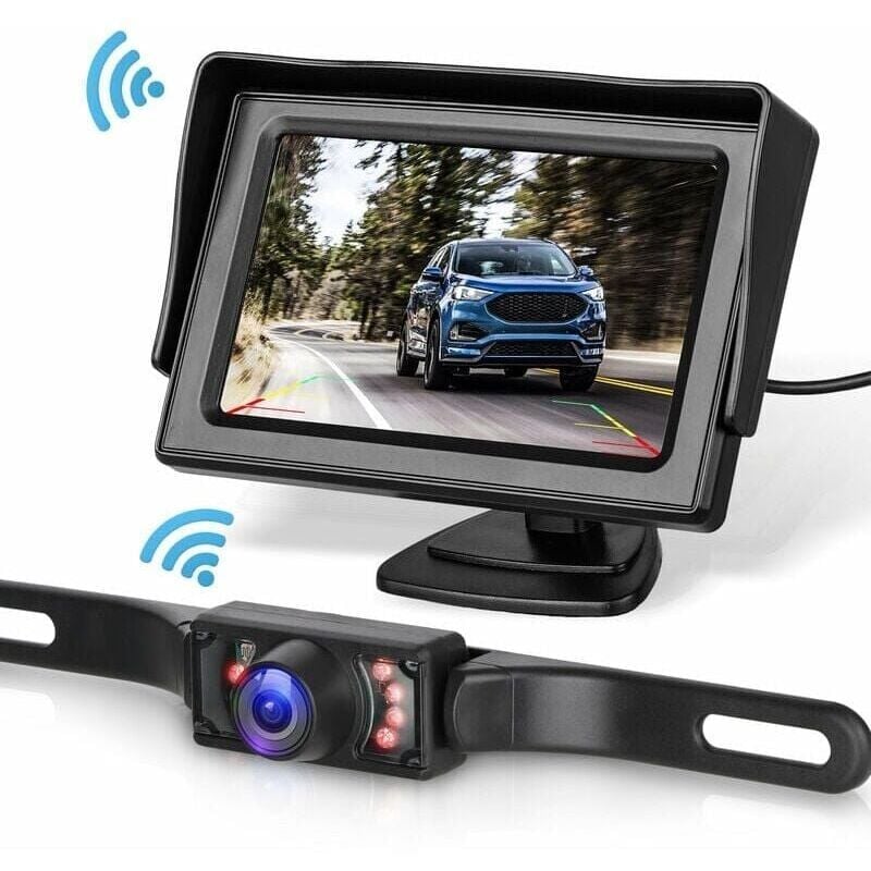foto del prodotto snq kit sistema telecamera posteriore per auto camion furgone camper, monitor da 4,3 , sistema telecamera di backup