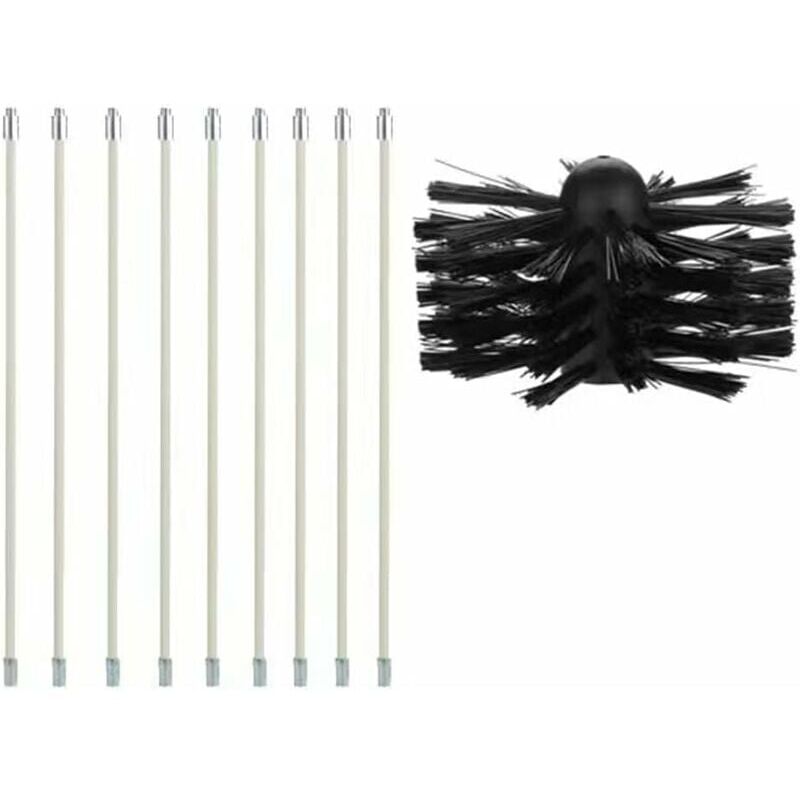 foto del prodotto snq kit spazzola per camino, spazzola per pulizia camino kit per pulizia camino contiene 9 aste flessibili 40 cm e 1 testina per pulizia camino
