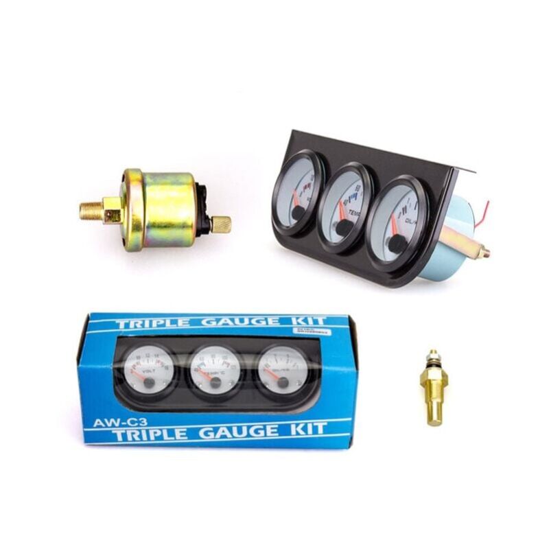 foto del prodotto snq kit triplo indicatore universale per auto, temperatura dell acqua tensione pressione dell olio, strumento da 52 mm