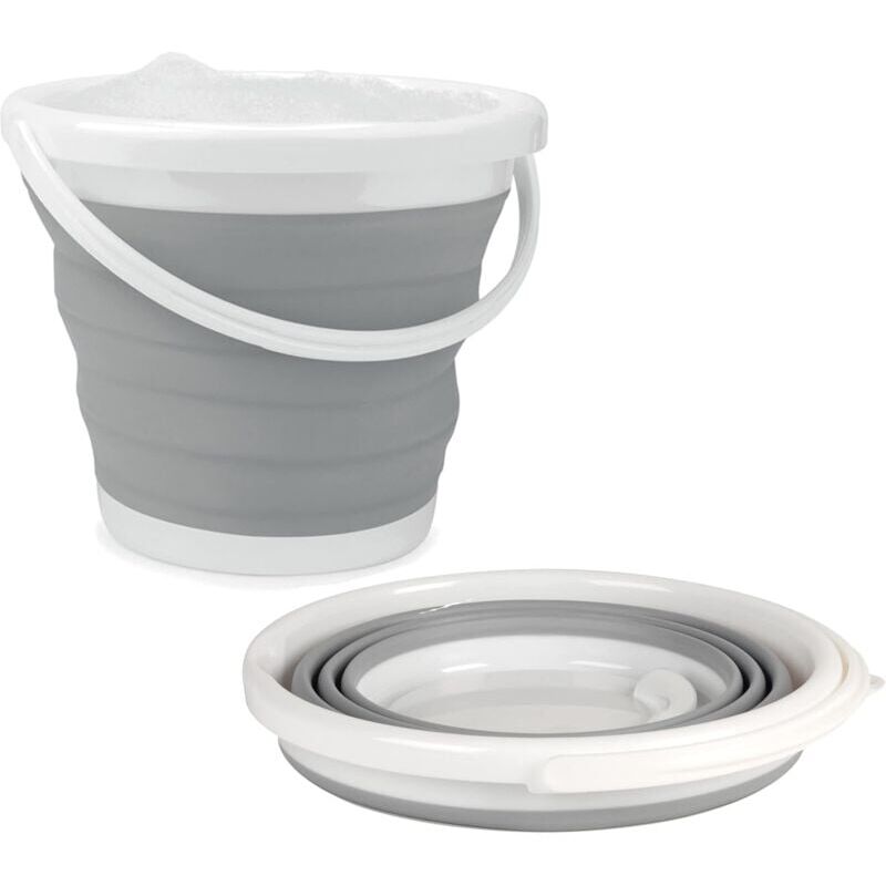 foto del prodotto snq la028495gry secchio pieghevole da 10 litri, design compatto e salvaspazio, uso interno ed esterno, piccolo secchio per la pulizia della casa,