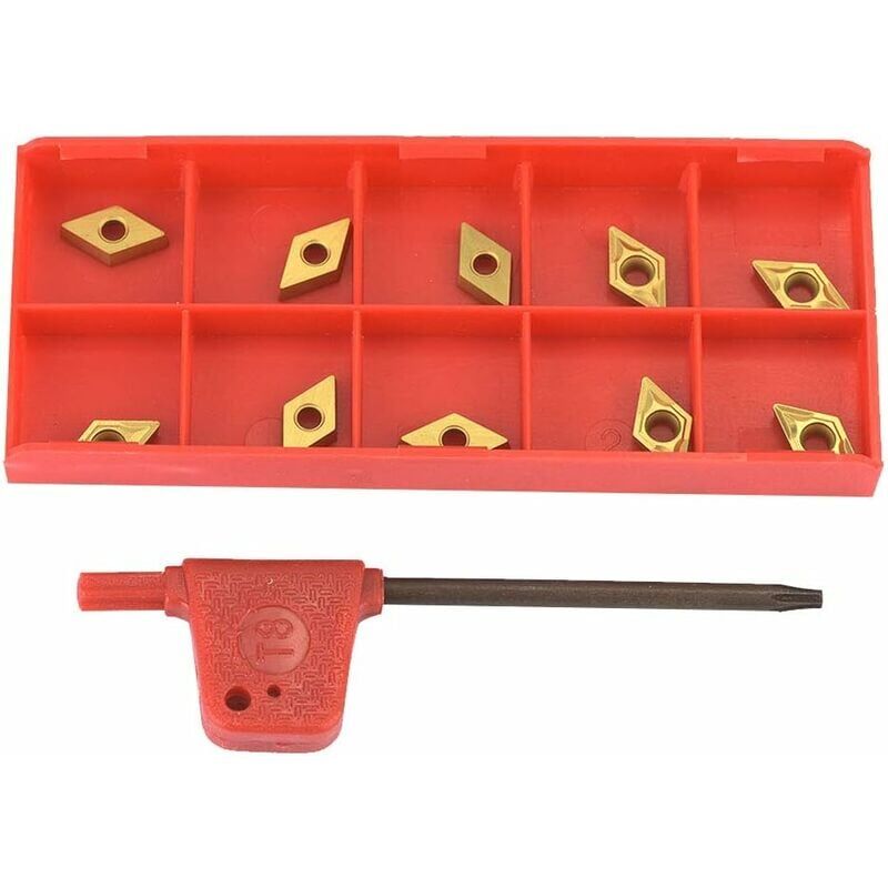 foto del prodotto snq lama con inserto in carburo 10 pz dcmt070204 us735 dcmt21.51 lama con inserto in carburo rivestito cnc utensile per tornitura con chiave