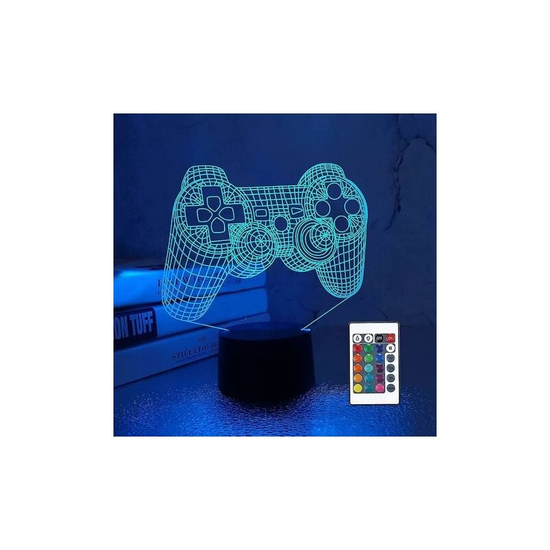 foto del prodotto snq lampada da gioco 3d, console di gioco, luce notturna, lampada da illusione 3d per bambini, 16 colori che cambiano con telecomando, regalo per