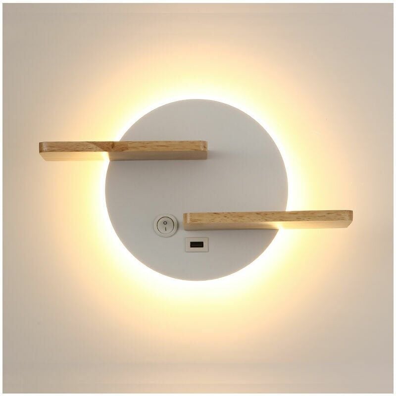 foto del prodotto snq lampada da parete a led per interni con porta usb, moderna lampada da parete con interruttore, lampada da lettura, lampada da comodino, luce