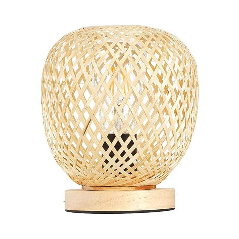 foto del prodotto snq lampada da scrivania e27 in stile boh mien, lampada da comodino in bamb e legno, lampada da scrivania per interni dimmerabile con cavo da 1,8