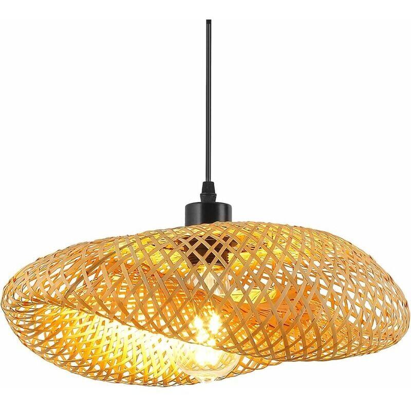 foto del prodotto snq lampada da soffitto retr , lampada a sospensione in rattan di bamb da 40 cm, lampada da soffitto intrecciata per bagno, illuminazione creativa