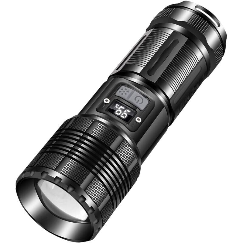 foto del prodotto snq lampada torcia led ultra potente, batteria integrata 6000 mah con indicatore numerico a led, campeggio adattabile, impulsi ausiliari
