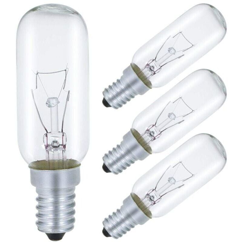 foto del prodotto snq lampadina per cappa aspirante e14 40w, t25 230v, a incandescenza, bianco caldo 2700k, dimmerabile, confezione da 4