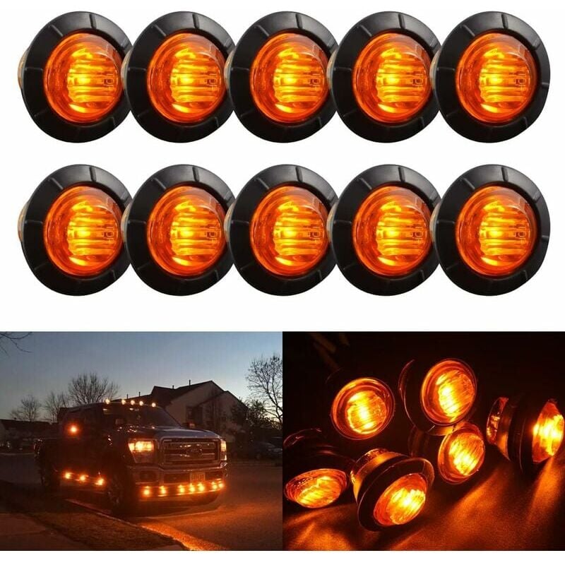 foto del prodotto snq lampadine led rotonde gialle ambra da 3 4 pollici dc 12v luci posteriori per bagagliaio auto luci di stop luci di posizione laterali luci di