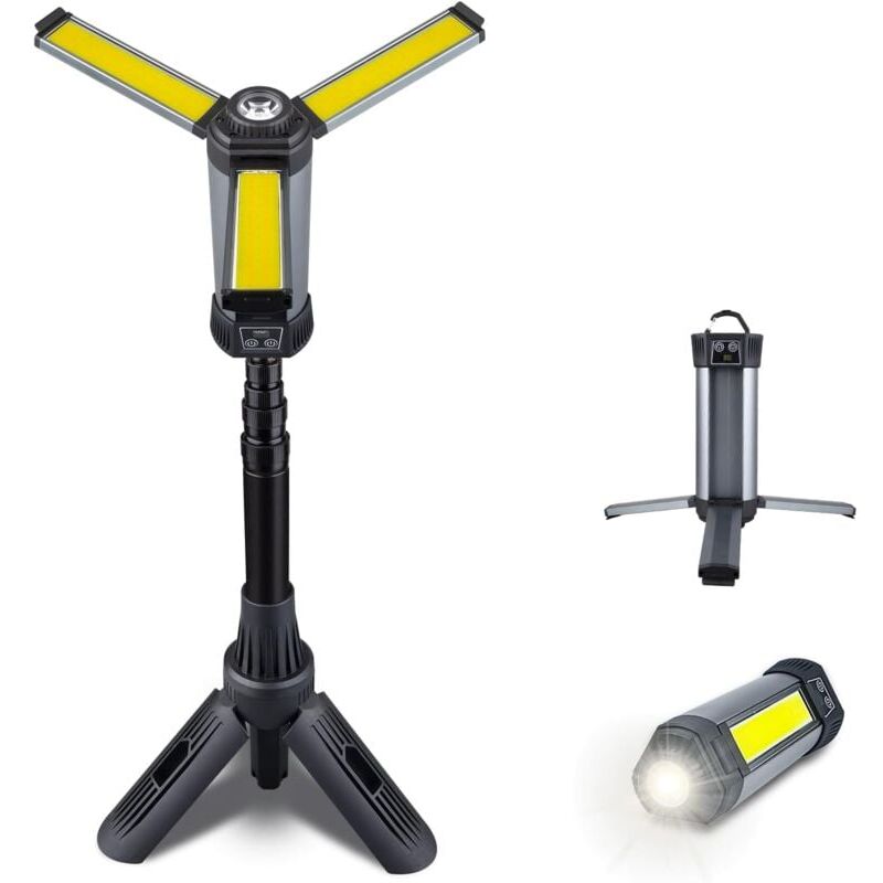foto del prodotto snq lampe de travail rechargeable avec support, lampe de travail sans fil avec trois ampoules led cob, lampe m canique avec batterie 6000 mah,