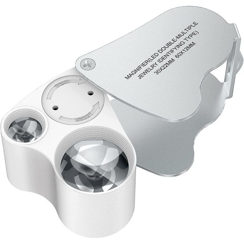 foto del prodotto snq lente d ingrandimento per gioiellieri 30 x 60, lente d ingrandimento per orologiai illuminata a led 30 x 60 mm