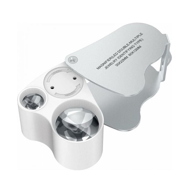 foto del prodotto snq lente d ingrandimento pieghevole 30x 60x con luce led doppia lente