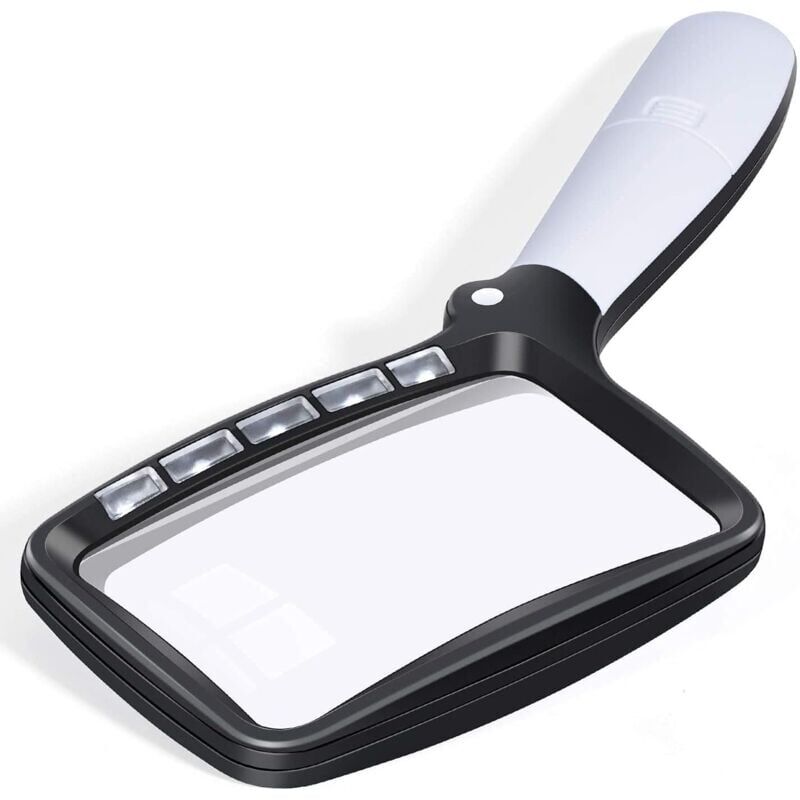foto del prodotto snq lente d ingrandimento pieghevole con luce, grande lente d ingrandimento portatile pieghevole da lettura ingrandimento 3x con 5 led dimmerabili