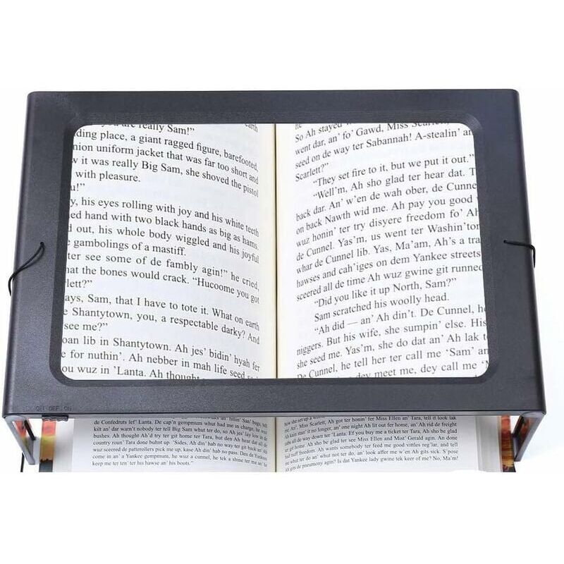 foto del prodotto snq lente d ingrandimento rettangolare pieghevole a pagina intera a mani libere con 12 luci led per la lettura e il lavoro