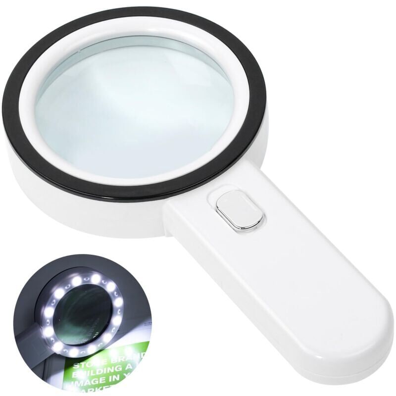 foto del prodotto snq lente di ingrandimento illuminata per lettura, lente di ingrandimento 30x con 12 luci led, lente di ingrandimento portatile, lente di