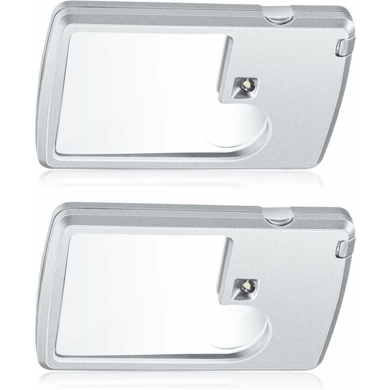 foto del prodotto snq lente di ingrandimento portatile con luce 2 pezzi lente di ingrandimento 3x e 6x lente di ingrandimento per carte di credito con luce piccole