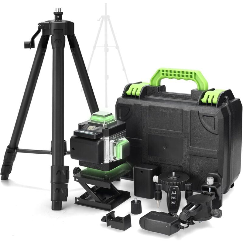 foto del prodotto snq livella laser a 16 linee, livella a bolla ip54, batteria da 2400 mah x 2, con treppiede telescopico per la posa di piastrelle, divisori di
