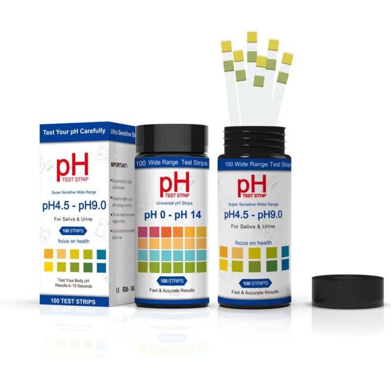 foto del prodotto snq lot de 100 bandelettes de test de ph universelles, gamme compl te de 0 14, tests rapides de ph pour urine, salive, eau potable, laboratoires,