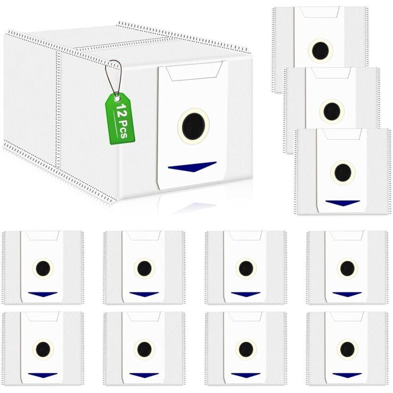 foto del prodotto snq lot de 12 sacs poussi re pour robot aspirateur ecovacs deebot t30 omni t30 pro omni, station d aspiration, pi ces de rechange, 3 l grande