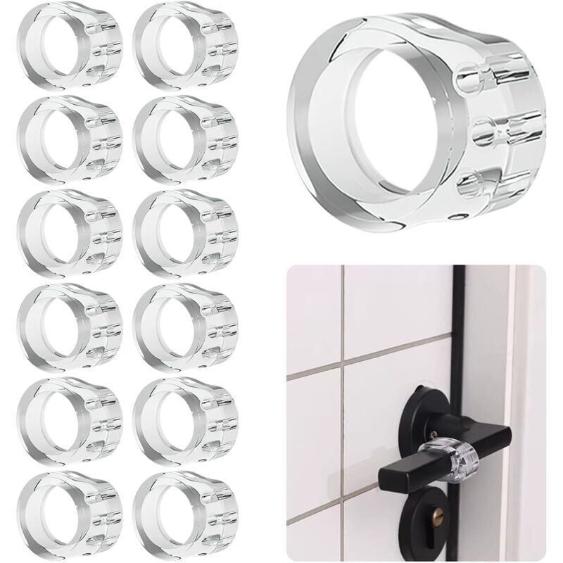 foto del prodotto snq lot de 12 tampons de protection pour poign e de porte, tampons transparents pour poign e de porte, protection pour poign e de porte