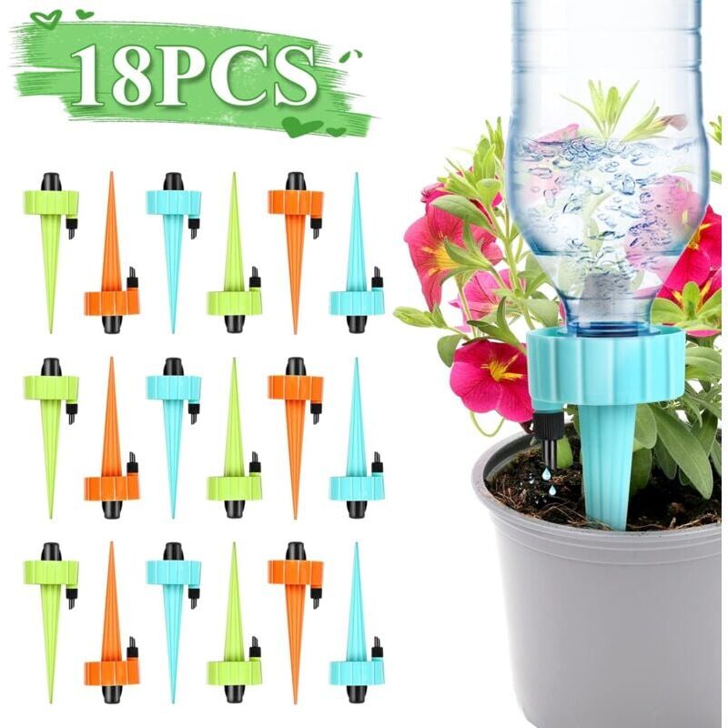 foto del prodotto snq lot de 18 irrigation goutte goutte kit, goutte goutte bouteille, kit automatiques d arrosage syst me r glable vannes arroseurs pour plantes