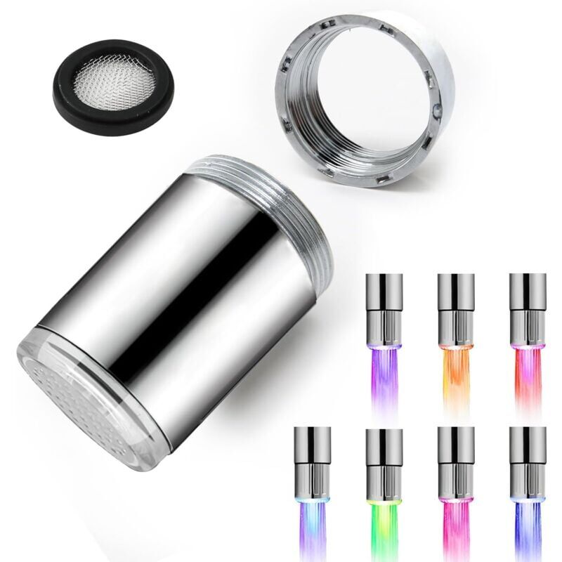 foto del prodotto snq lot de 2 robinet d eau led color , embout de robinet avec 7 couleurs changement, robinet lumineux led, robinet d eau pour restaurants,