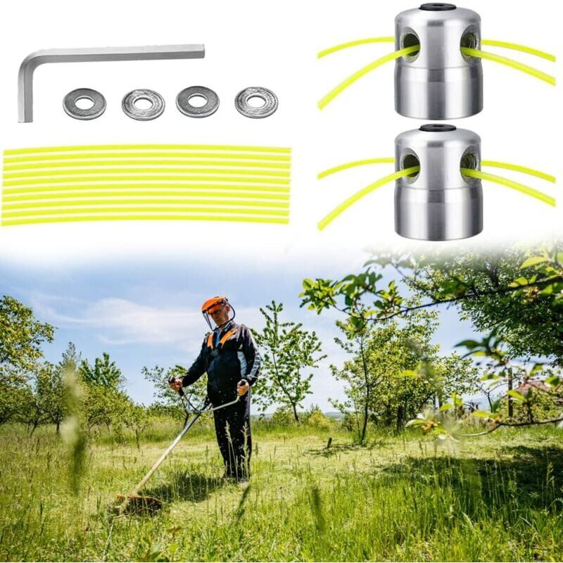 foto del prodotto snq lot de 2 t te de d broussailleuse universelle coupe bordure, aluminium fils t te coupe bordure avec 10 lignes accessoires de tondeuse gazon