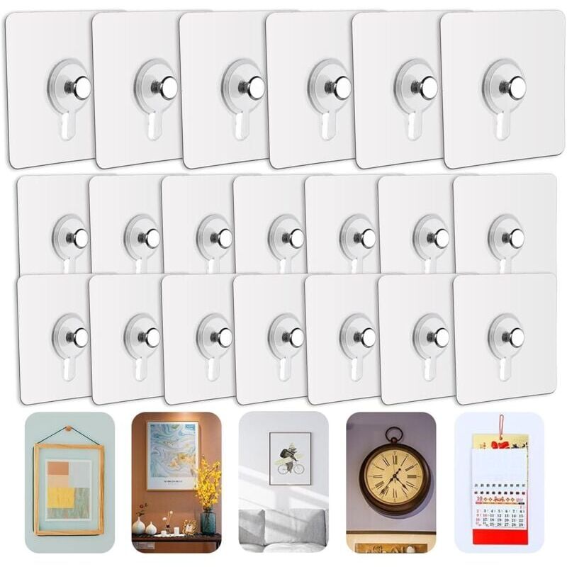 foto del prodotto snq lot de 20 adhesif accroche tableau sans percer, attache cadre adh sif crochets pour accroche cadres photo, art mural, d coratives, sans trou