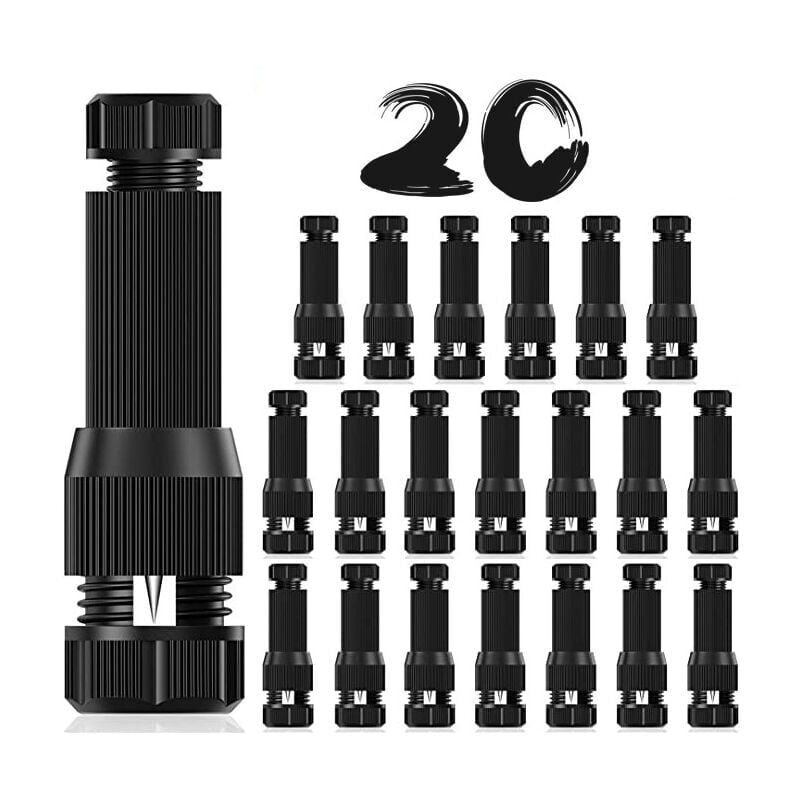 foto del prodotto snq - lot de 20 fil basse tension, connecteur de fil d'alimentation pour éclairage paysager extérieur, 12-20 awg pour éclairage de chemin paysager et autres projecteurs extérieurs, noir