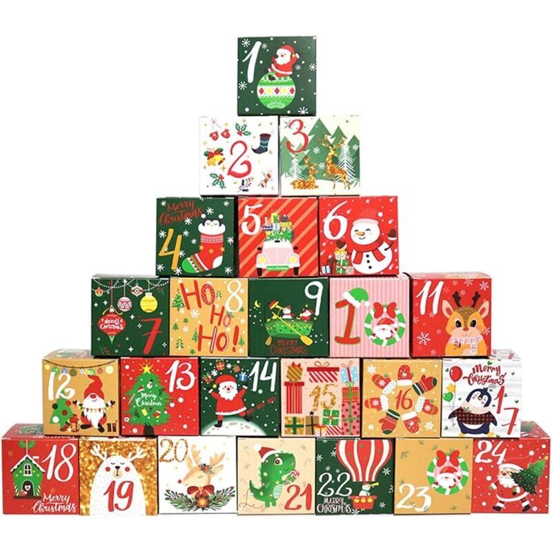 foto del prodotto snq lot de 24 bo tes cadeaux de compte rebours de no l 2024 calendrier de compte rebours de 24 jours pour adultes et enfants cr ez et