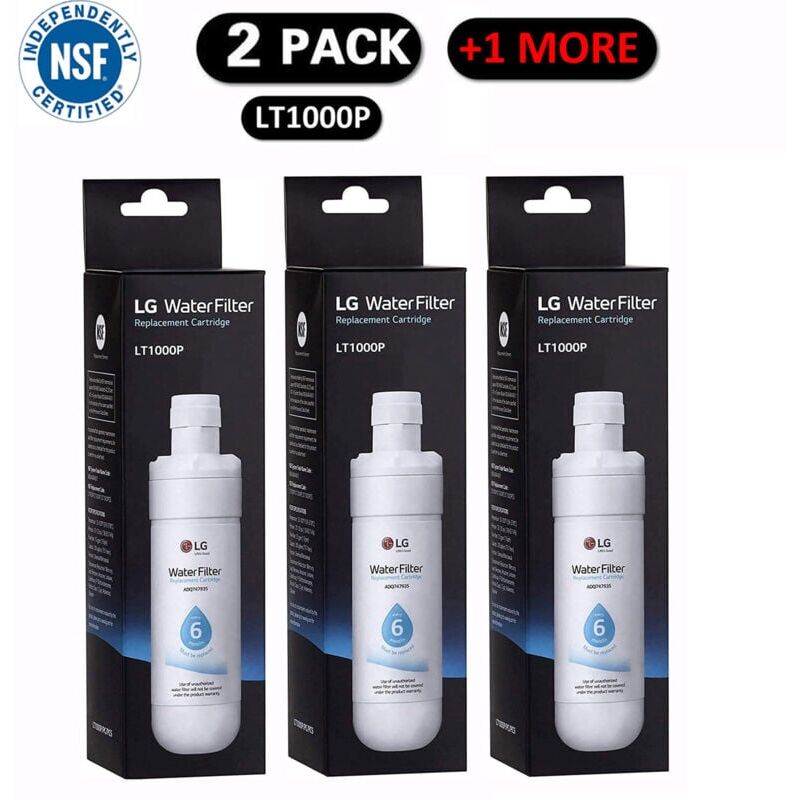 foto del prodotto snq lot de 3 lt1000p2 filtre eau de rechange pour r frig rateur 6 mois 200 gallons, blanc.