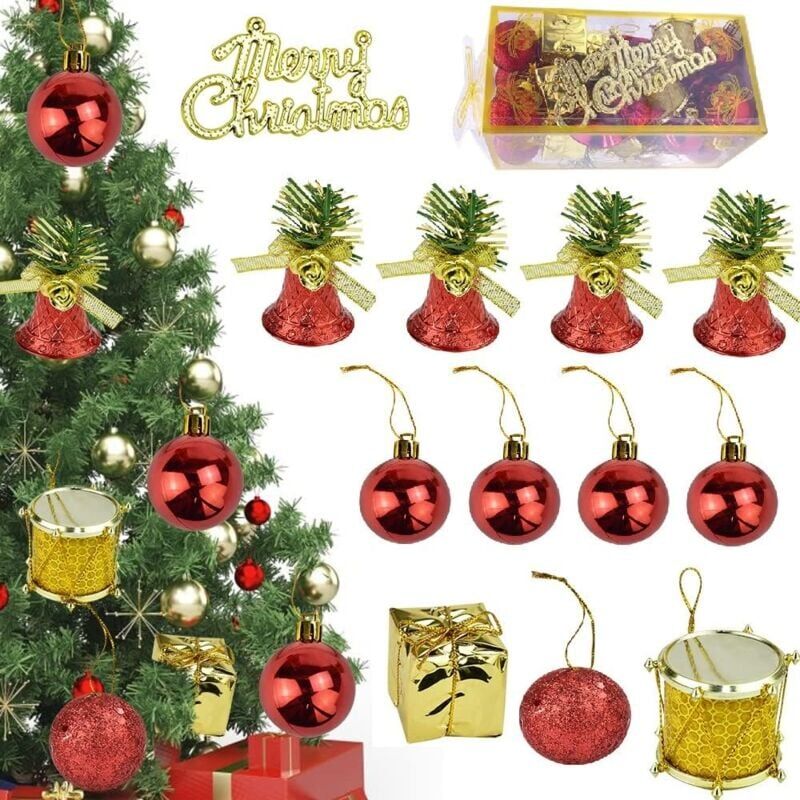 foto del prodotto snq lot de 32 boules de no l 5 types boules de no l ornements boules de noel rouge et or boule de no l en plastique boules pour sapin de no l avec