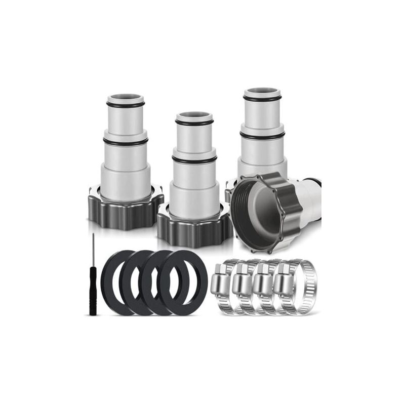 foto del prodotto snq lot de 4 adaptateurs de piscine a pour piscines intex, adaptateur de tuyau de piscine a 32 38 mm, kit de connexion de pompe, adaptateur de
