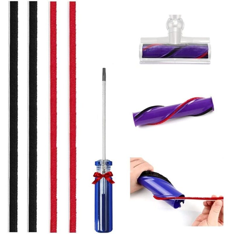 foto del prodotto snq lot de 4 bandes en peluche de rechange aspirateur pour dyson original v7 v8 v10 v11 entra nement direct avec tournevis