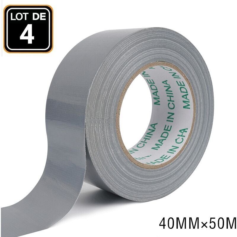 foto del prodotto snq lot de 4 rouleaux de ruban adh sif blind argent 40 mm x 50 m adh sif puissant ruban pour tapis imperm able et coupe vent couleur gris