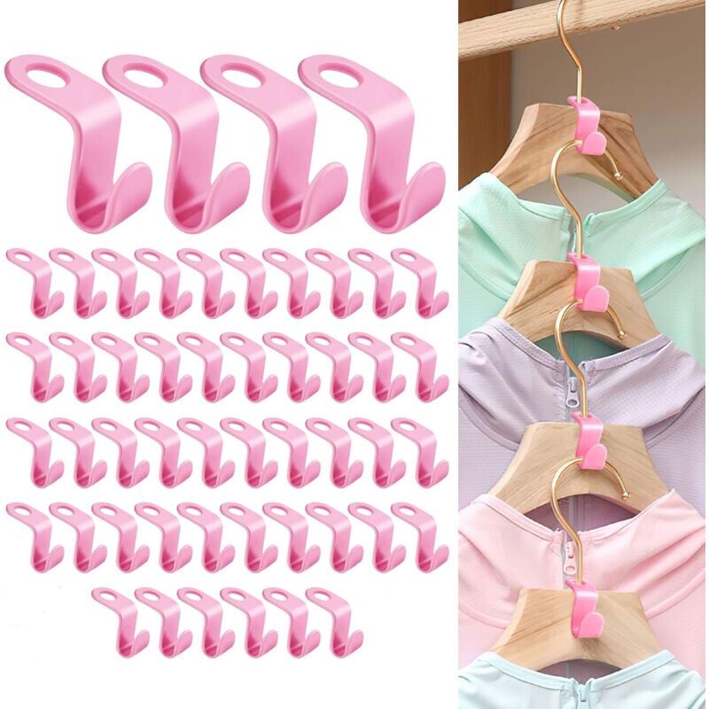 foto del prodotto snq lot de 50 crochet cintre, clip d extension, crochets de connecteur pour un gain de place mini cintres en cascade organisateur pour penderie
