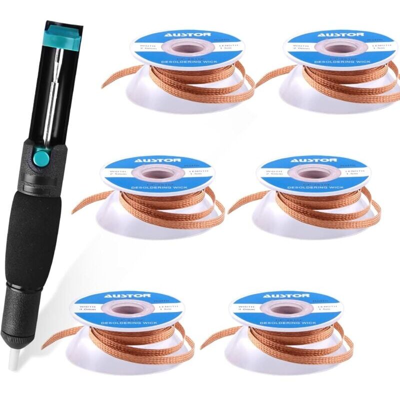 foto del prodotto snq lot de 7 pi ces pompe dessouder et tresse dessouder pour enlever la soudure