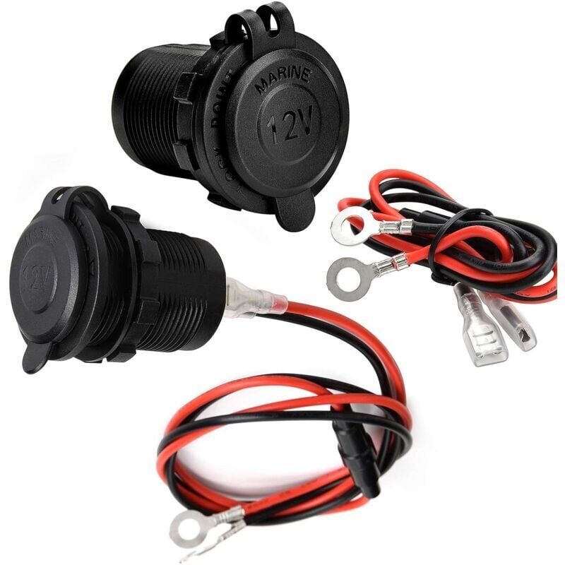 foto del prodotto snq lotto 2 prezzi accendisigari, impermeabile di qualit marina per barca, moto, auto, con cavo da 0,6 m 12v 24v dc