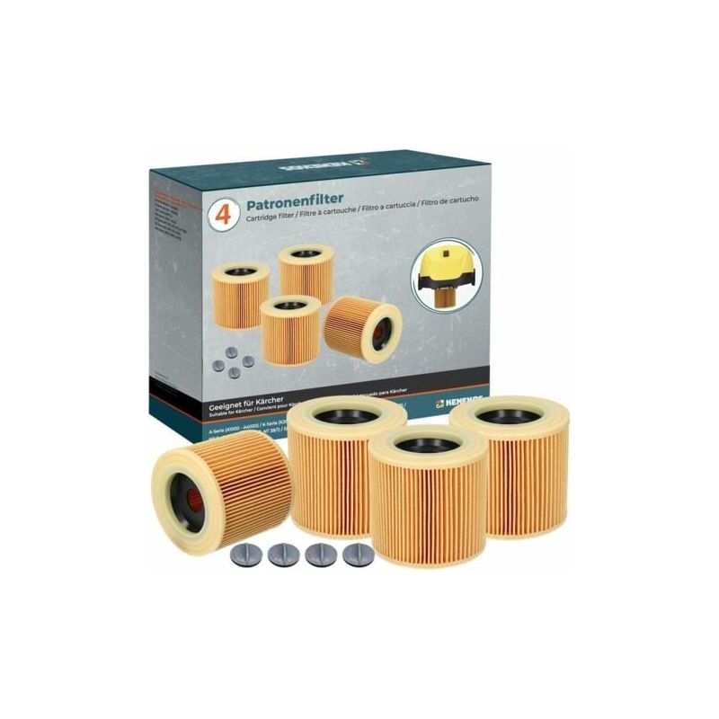 foto del prodotto snq lotto di 4 filtri per aspirante k rcher wd2, wd3, mv3, a, s rie k, se 4001, se 4002, come filtro a cartiglio 6.414 552.0, 6.414 772.0,