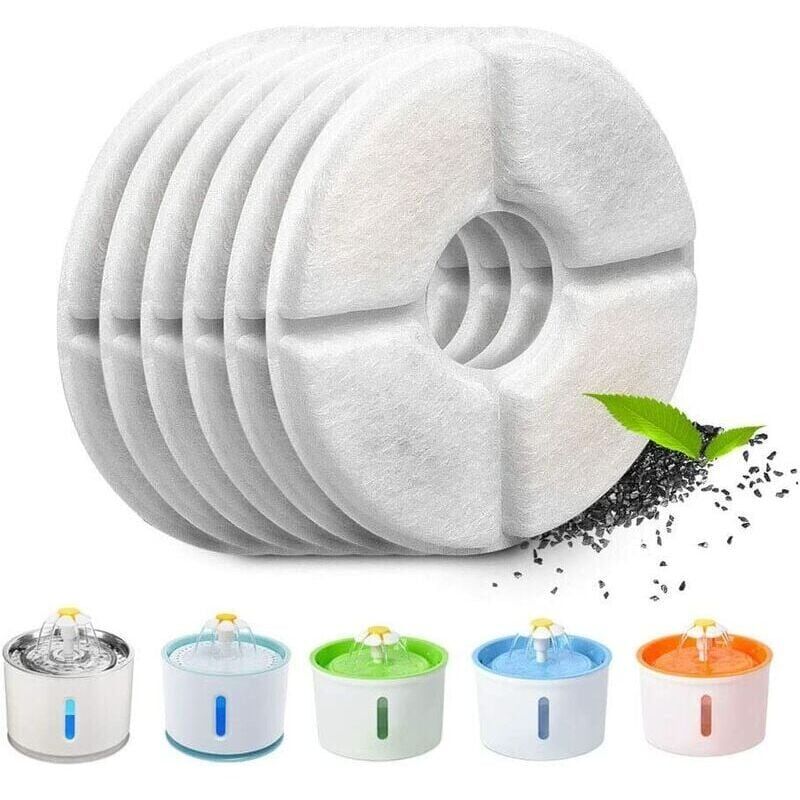 foto del prodotto snq lotto di 6 filtri automatici per fontana per chat, con resina e carbone attivo, filtro per acqua di ricambio per chat e bambini rotondo 
