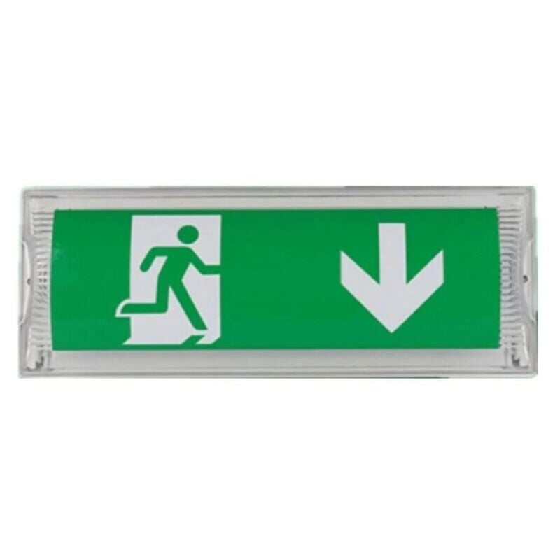 foto del prodotto snq luce di emergenza a led, con batteria di backup fino a 3 ore, classe di protezione ip 65, segnale di uscita emergenza, segnale luminoso,