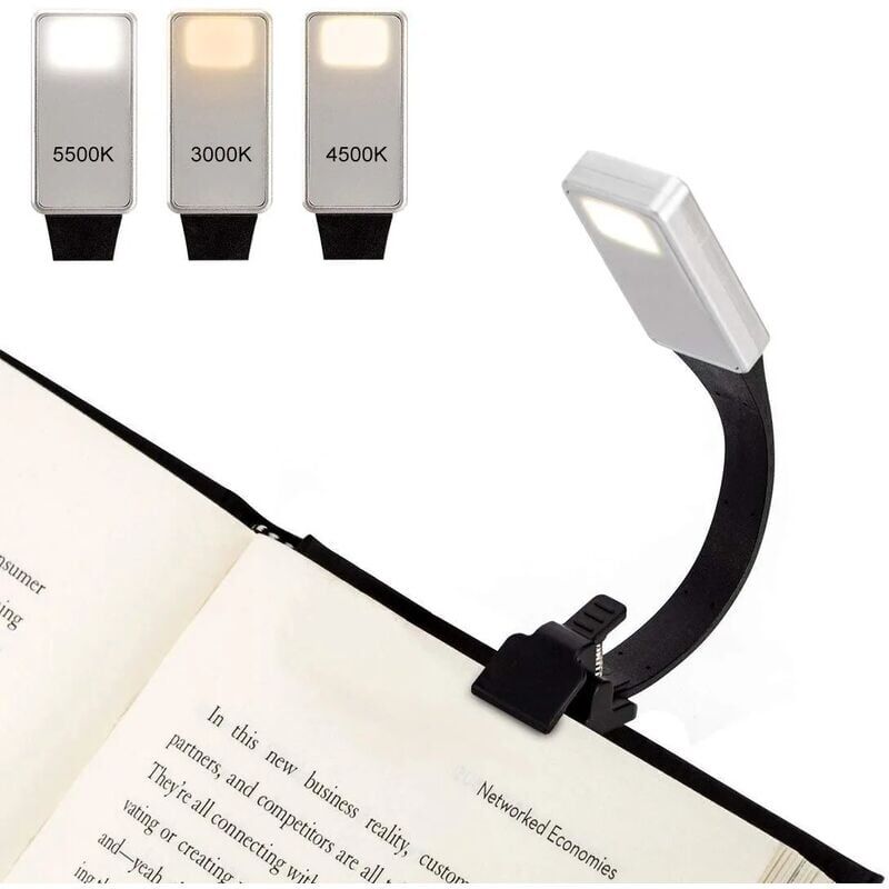 foto del prodotto snq luce di lettura ricaricabile, lampada di lettura a led per leggere a letto, 3 temperature di colore giallo, bianco, misto luminosit 