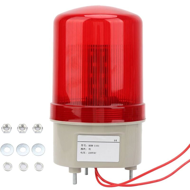 foto del prodotto snq luce di segnalazione rotante lampeggiante a 220 v ca, luce di segnalazione a led rossa, lampada di segnalazione industriale, diametro 97 mm