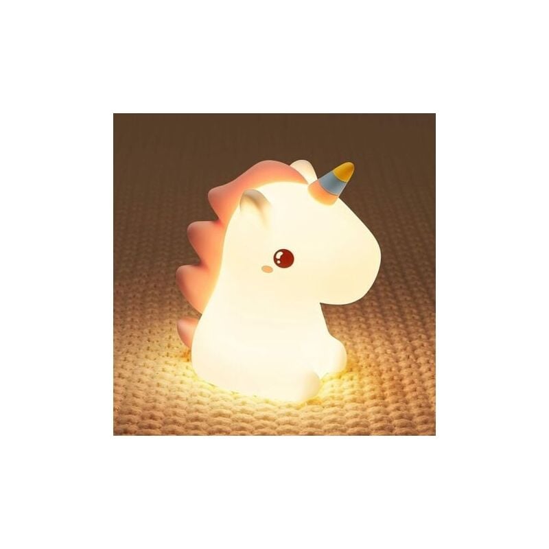 foto del prodotto snq luce notturna a forma di unicorno per bambini, neonati, bambine, ragazzi e adulti, led ricaricabile in silicone, regalo per bambina, decorazione