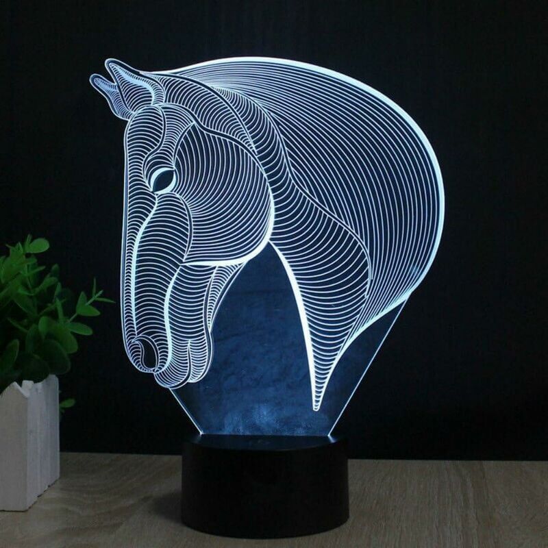foto del prodotto snq luce notturna a led 3d a forma di cavallo, lampada notturna a led con ricarica usb a effetto cavallo con 7 colori cangianti per decorazioni per