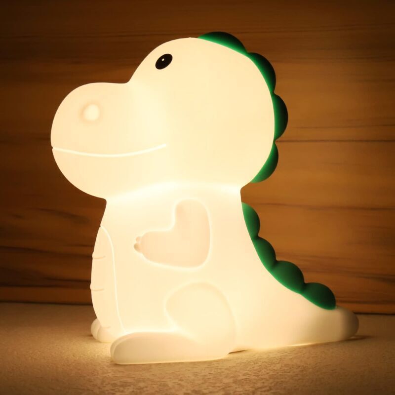 foto del prodotto snq luce notturna per bambini, luce notturna per neonati a forma di dinosauro, 7 colori e tocco, lampada led usb ricaricabile, luce notturna per