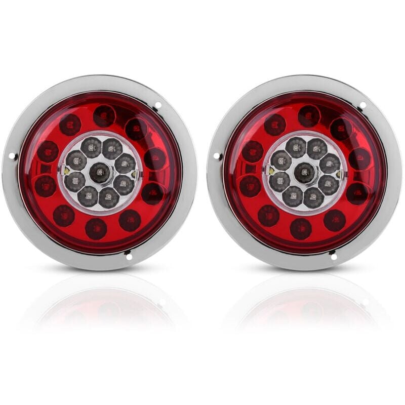 foto del prodotto snq luce posteriore freno, 12v 24v dc, coppia, 4,3 pollici, rotonda, 19 led, per camion, rimorchio, freno, stop, indicatori di direzione, anello