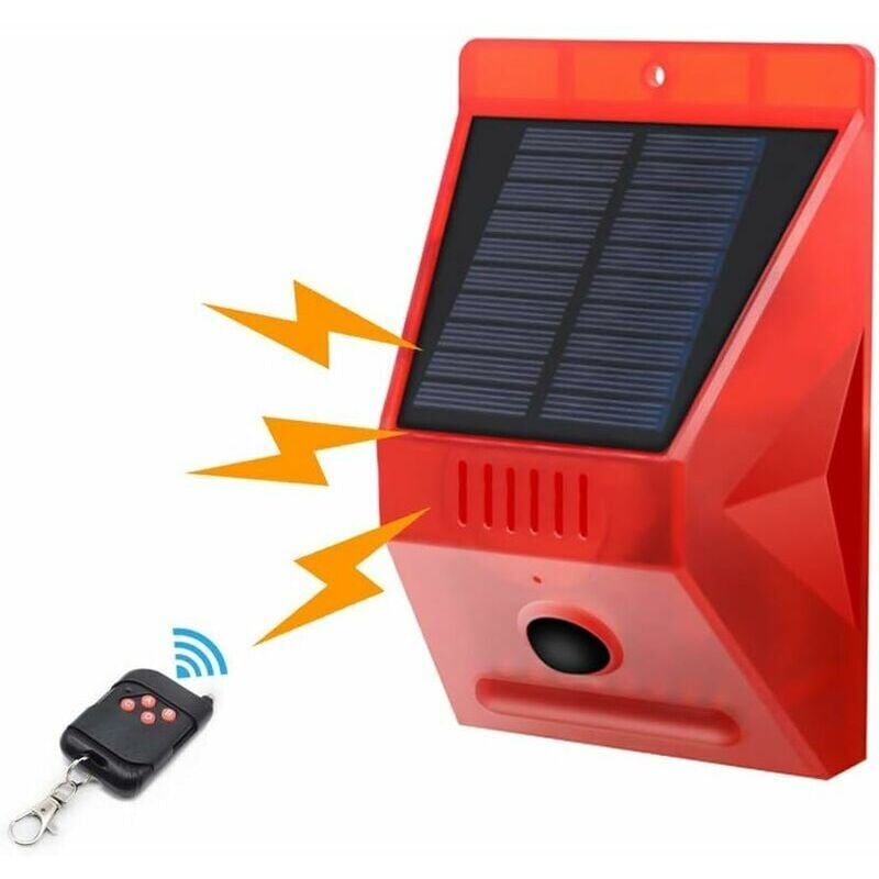 immagine 0 del prodotto snq luce stroboscopica solare con sensore di movimento achort ip65 rilevatore di allarme solare a led impermeabile con telecomando, sirena di