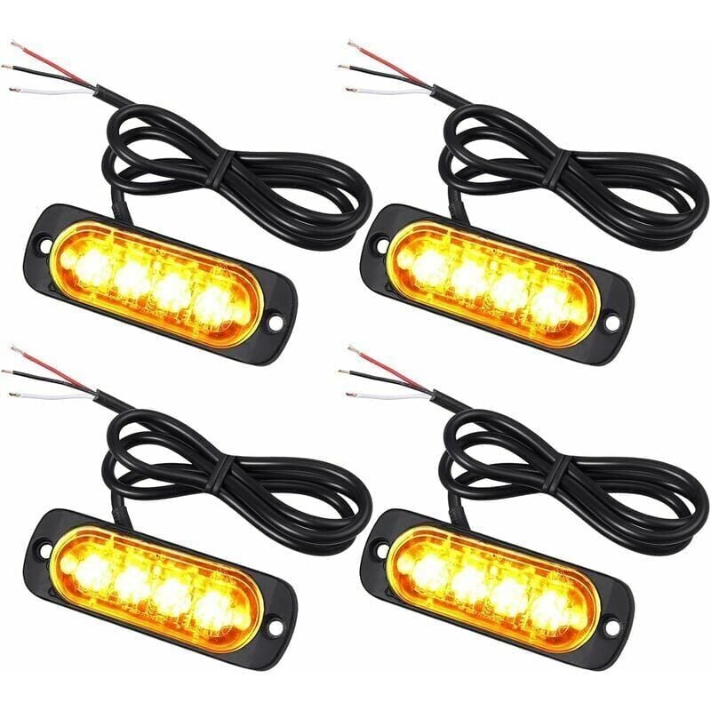 foto del prodotto snq luci di penetrazione a led arancioni da 12 24 v, luci lampeggianti di emergenza, luce stroboscopica lampeggiante automatica ipx 4 per furgoni,