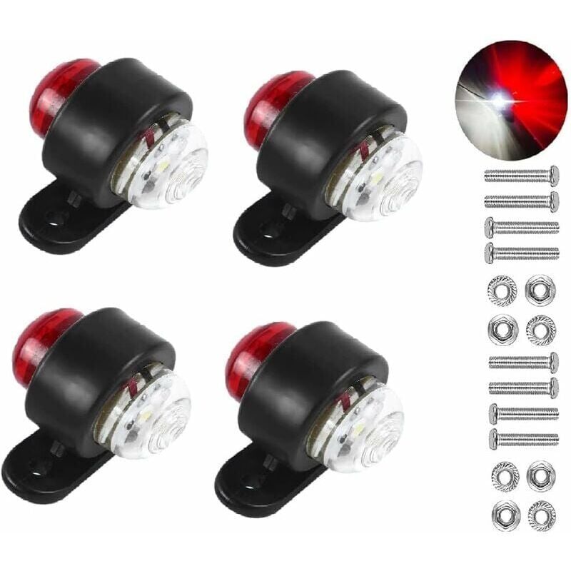 foto del prodotto snq luci di posizione laterali a led, luci di avvertimento laterali doppie bianche e rosse da 12 24 v, luci di parcheggio per rimorchi di camion,